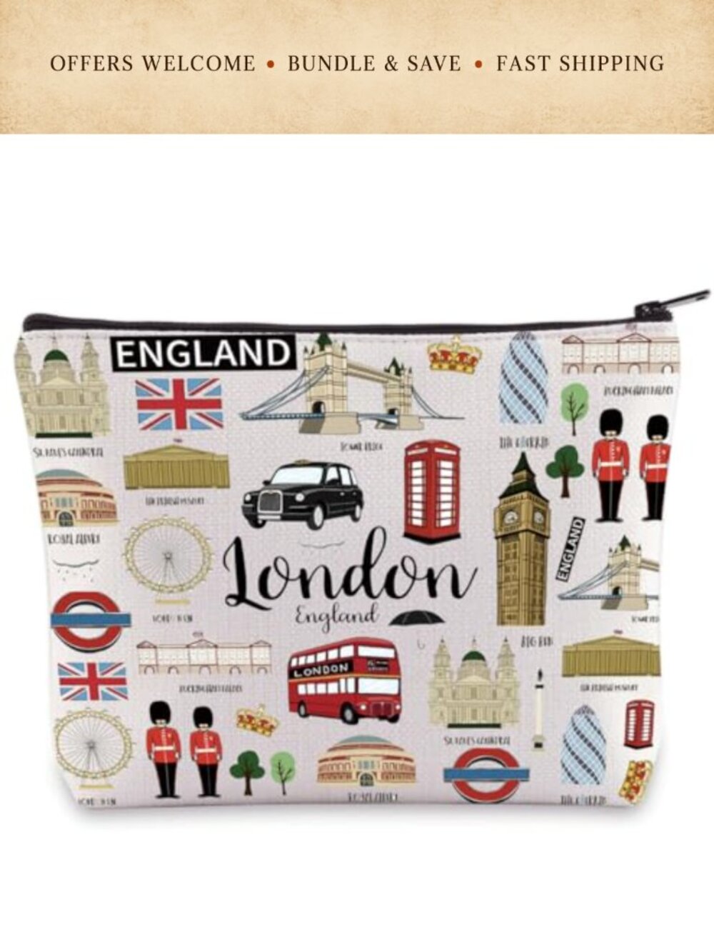 London Canvas Tote Bag Souvenir Shopping Shoulder Travel Bag